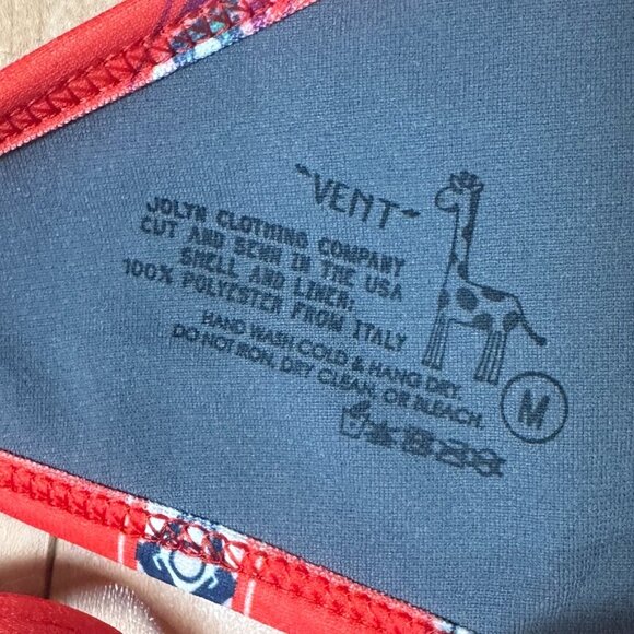 JOLYN Vent Bikini Top Swimsuit Swim Red Batik Print Size Medium - Picture 6 of 6